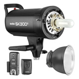 Flash Godox Sk300ii Com Panela Rádio Flash Canon Nikon Sony