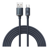 Cable Usb A Tipo C Baseus Crystal Carga Rápida 100w 200cm Negro