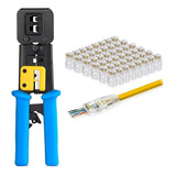 Crimpeadora Ez Rj45 +50 Conector Cable Cat6 Prensa Anticorte