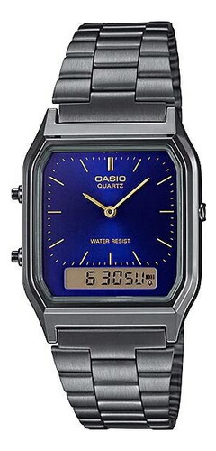 Reloj Casio Analogo-digital Aq-230gg-2 Negro-azul Color De La Correa Negro