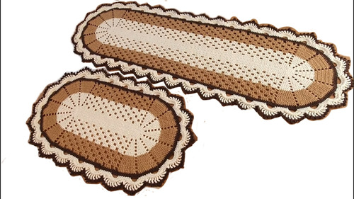 Jogo De Tapete De Crochê Artesanal Para Cozinha Com 3 Peças 