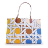 Tote Tory Burch Ella De Lona Tejido De Cesta