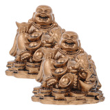 Estatua De Buda Supply, Adorno De Feng Shui, Dorado, 2 Unida