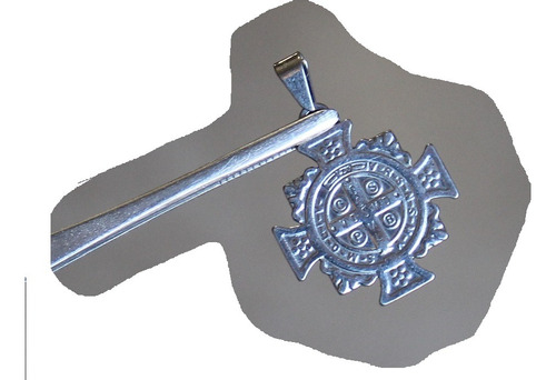 Medalla Cruz De San Benito Y Cadena - Todo Acero Quirúrgico