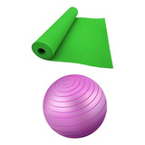 Bola Inflavel Exercicios Tapete Yoga 170x60cm Espessura 5mm Cor Verde Roxa