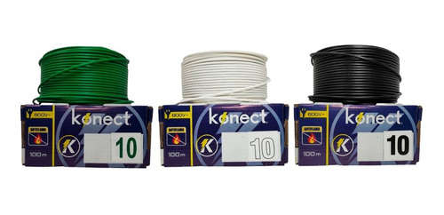 Kit 3 Cables Electrico Cca Calibre 10 Negro, Blanco Y Verde