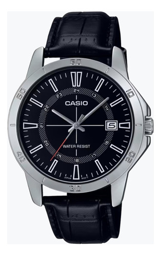 Casio Mtp V004l 1c Manilla Cuero Negro Fecha Hombre Original