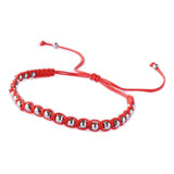 X3 Pulseras Bali Acero Quirúrgico En Macrame Hilo Seda Rojo 