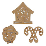 Mini Figuras Navideñas De Galleta Madera Mdf Color Natural