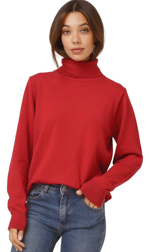 Polera Mujer Pullover Lana Sweater Cuello Alto Kierouno