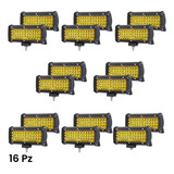 16 Pz Faros Barras Led Auxiliares 7'' Ámbar 48 Led