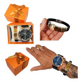 Reloj De Pulso Para Hombre + Pulsera Estuche Regalo Joven 