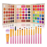 Juego Sombras Professional 86 Colores15 Pinceles Maquillaje 