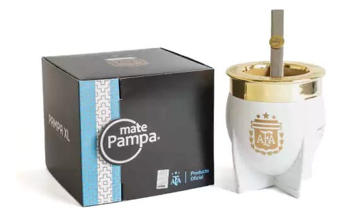 Mate Pampa Xl Afa Campeón  Bombilla Packaging Mundial Blanco