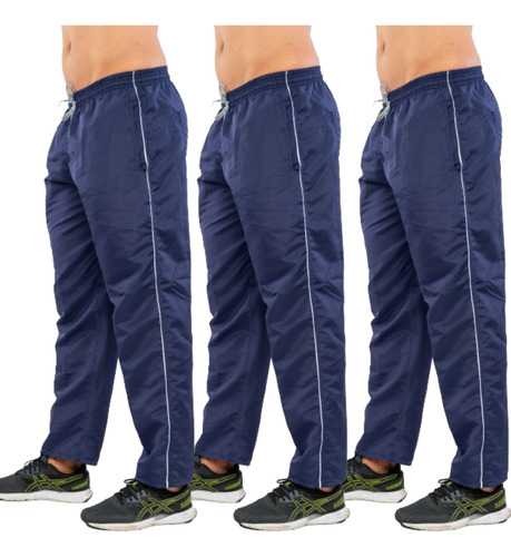 Kit 3 Calças Tactel Masculina 3 Bolsos Diversas Cores