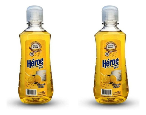 Detergente Biodegradable Limon Héroe Ultra 300ml Pack X2u