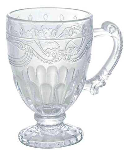 Jogo 6 Xicara, Caneca Cristal Transparente Imperial Detalhad