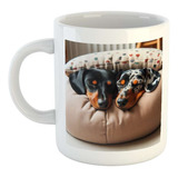 Taza Ceramica Perro Salchicha Siesta Puff Almohadon