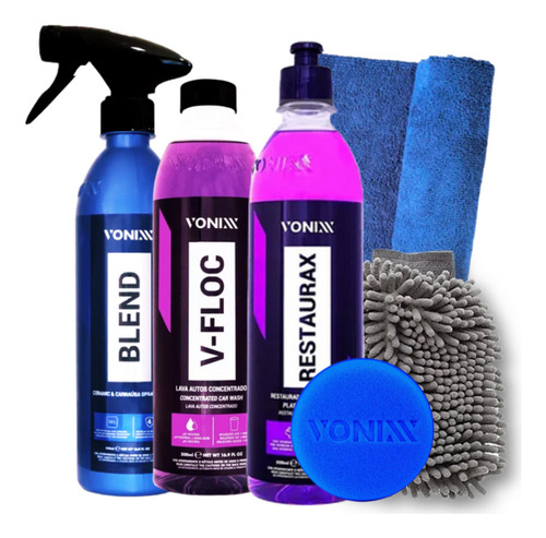 Kit Lavagem Automotiva Shampoo V-floc Blend Restaurax Vonixx