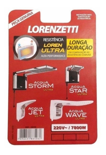Resistencia Lorenzetti Acqua Ultra 220v 7800w  Ref:  3065b