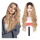 Peruca Orgânica Wig Lace Normal Ondulada Ombre Loiro Mel 