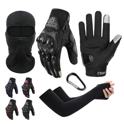 Guantes Proteccion Pantalla Táctil Moto+mangas Y Máscara Negro L
