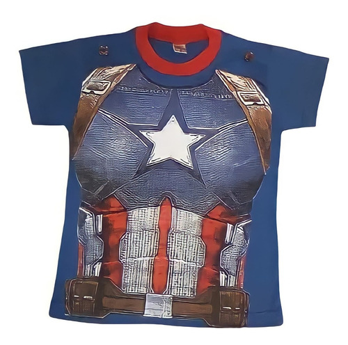 Remeras Con Capa Capitan America Estampado Niños Superheroe