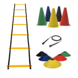 Kit Funcional 15 Cones Treino + 15 Pratos + Corda + Escada