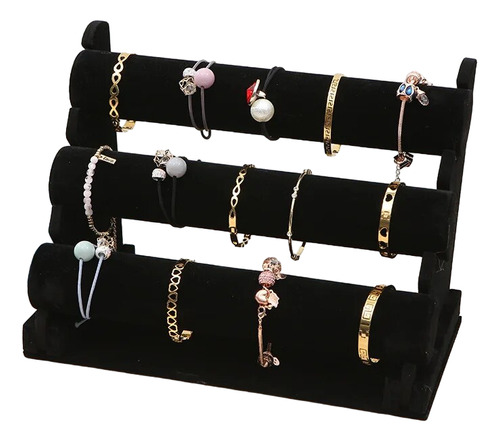 Exhibidor De Pulsera 3 Niveles Mostrador Accesorios Reloj Color Negro