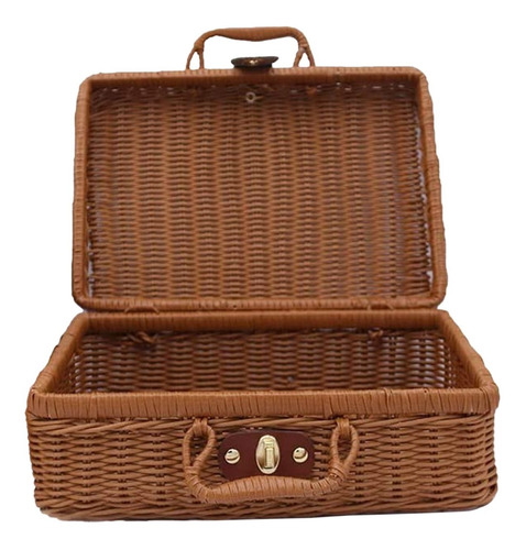 Cesta De Picnic, Maleta Tejida De Mimbre Vintage, Bolsa De A