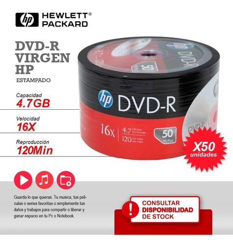 Dvd Hp X 50-r Estampado 4.7 Gb -envio X Mercadoenvios