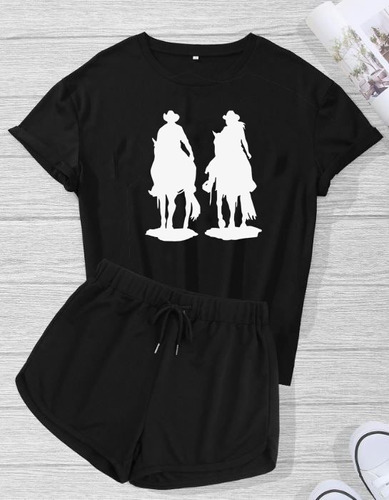 Conjunto Camiseta Feminina Country Agro E Short Moletinho