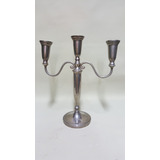 Candelabro Hindu Mesa Antiguo Bronce Baño Plata 3 Velas