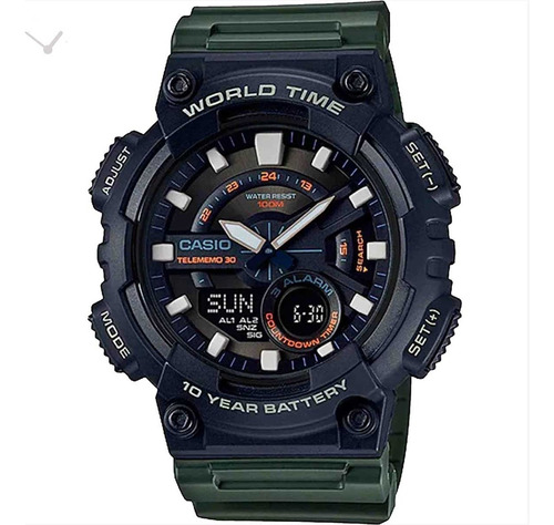 Relógio Casio Masculino Aeq-110w-3avdf Militar Garantia Nfe
