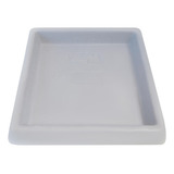 Prato Base Quadrado Vaso Planta Em Polietileno 24 Cm Cinza