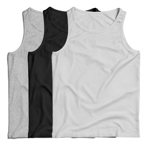 Pack X3 Musculosa Algodon Lisa Basica Hombre Mujer Colores