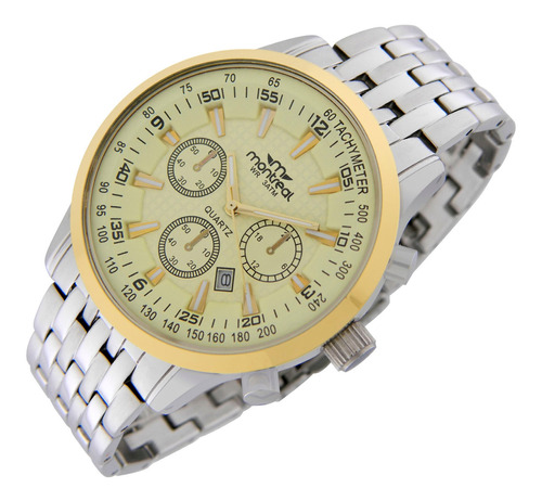 Reloj Montreal Hombre Ml1289 Calendario Metálico Taquímetro