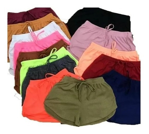 Kit 2 Shorts Shortinho Malha Canelado Atacado Verão Atacado