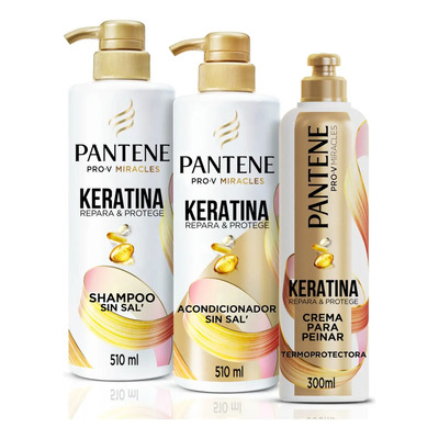 Kit Pantene Keratina Pro-V Miracles, Shampoo, Acondicionador para Cabello y Crema para Peinar, Repara e Protege, 1320ml | MercadoLibre