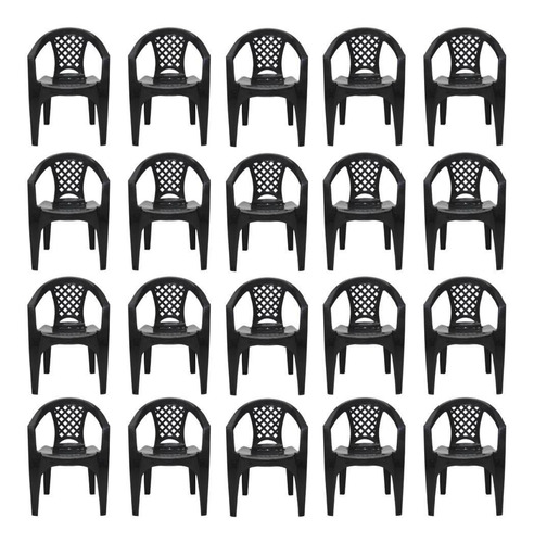Combo 20 Cadeiras Plásticas Com Apoio P/ Braços Reforçadas  