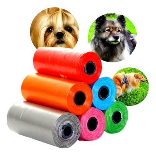 Kit 3 Rolos De Saco De Lixo Coco Pet Cachorro Biodegradável Cor Aleatório