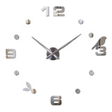 Reloj De Pared 3d Plateado Diseño Moderno