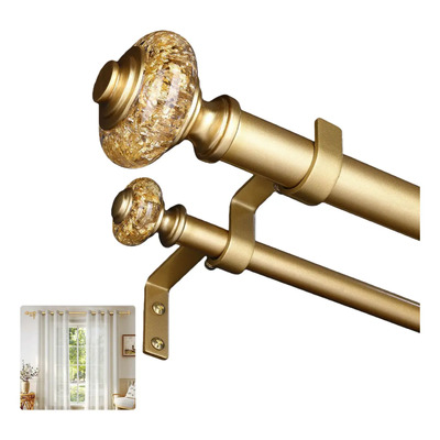 Cortineros Double De 80 A 300cm Tubo Para Cortina De Metal Color Dorado | Envío gratis