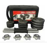 Kit De Mancuernas De 40lb 20kg Pesas Discos Barras 