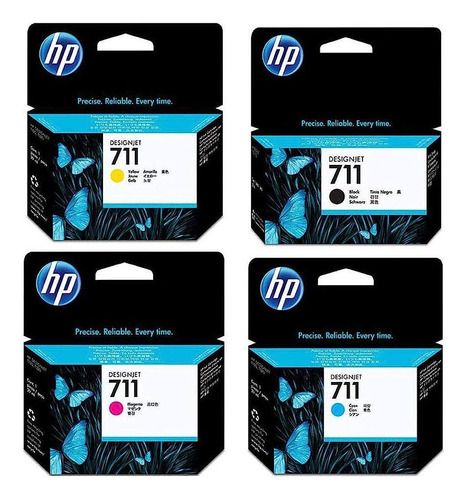 Pack 4 Cartucho Tinta Hp 711 Orig. Negro De 80ml +obsequio**