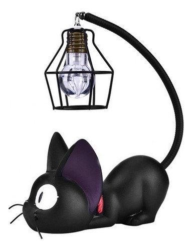 Lámpara De Mesa Kiki's Cats, Lámpara De Gato De Resina, Luz Color De La Estructura Negro