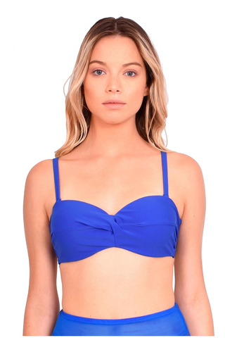 Bikini Estilo Sostén Strapless Color Azul