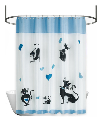 Cortina De Baño Moderna Tela Bordada Chenille Lovely Cats