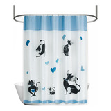 Cortina De Baño Moderna Tela Bordada Chenille Lovely Cats