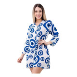 Saída Praia De Banho Camisão Kimono Bata Estampada Plus Size